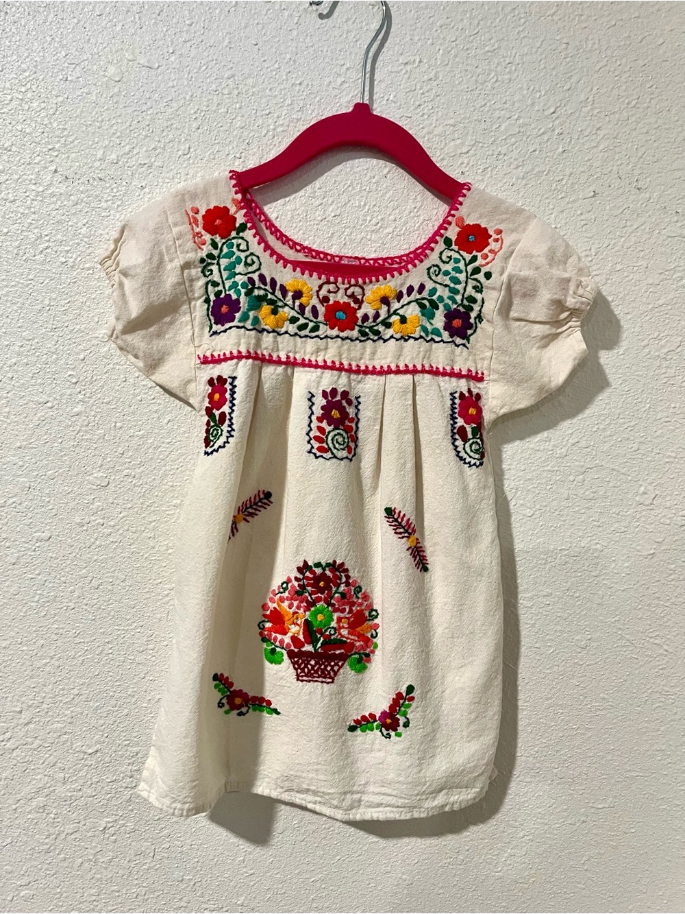 Artisan Made in Mexico Floral Embroidered Dress Size 1 Baby Girl